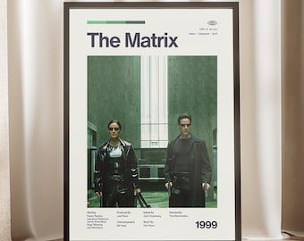The Matrix Movie Poster - Keanu Reeves - Cyberpunk Poster - Sci-Fi Print -  Vintage Film Art - Midcentury Wall Art - Minimalist Decor
