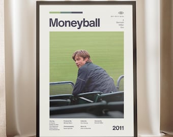 Moneyball Movie Poster | Brad Pitt Wall Art | Baseball Sports Print | Motivational Office Decor | Bennett Miller Film Print | Minimalist Art