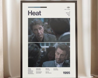 Heat Movie Poster | Michael Mann Wall Art | Robert De Niro Print | Al Pacino Crime Film Decor | 90s Cinema Gift | Minimalist Movie Wall Art