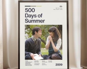 500 Days of Summer Movie Poster | Aesthetic Wall Art | Minimalist Film Art | Minimalist Room Decor | Gift for Cinephile | Retro Poster
