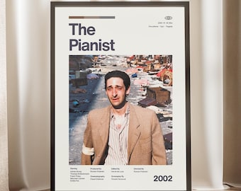 The Pianist Movie Poster | Adrien Brody Wall Art | Roman Polanski Film Print | Historical Drama Decor | Classic Cinema Gift | Minimalist Art