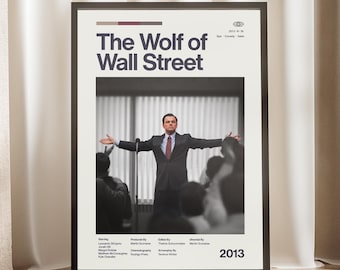 The Wolf of Wall Street Poster | Leonardo DiCaprio Art | Martin Scorsese Film Print | Office Wall Decor | Entrepreneur Gift | Cinephile Art
