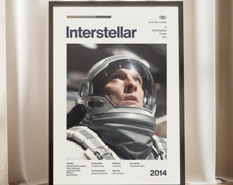 Interstellar Movie Poster | Christopher Nolan Film | Anne Hathaway | Space Wall Decor | Sci-Fi Print | Black Hole Art | Gift for Cinephile