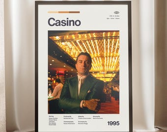 Casino Movie Poster - Robert de Niro - Vintage Gangster film Print - Midcentury Wall Art - Minimalist Decor