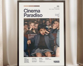 Cinema Paradiso Movie Poster - Giuseppe Tornatore Print - Italian Movie Film - Midcentury Wall Art - Minimalist Decor