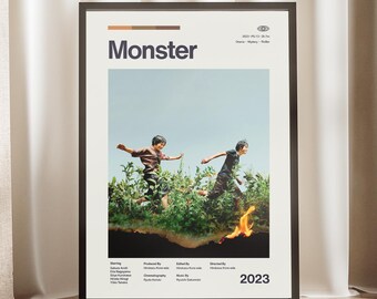 Monster 2023 Movie Poster | Kore-eda Film Wall Art | Japanese Cinema Decor | Minimalist Film Print | Gift for Cinephile | Retro Poster Art