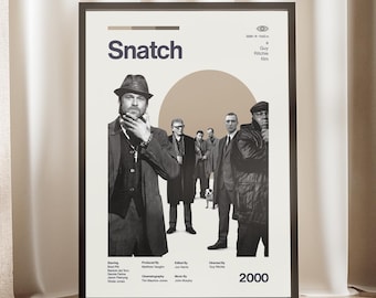 Snatch Movie Poster | Guy Ritchie Wall Art | Brad Pitt Print | British Crime Film Decor | Mickey O'Neil Gift | Minimalist Cult Cinema Art