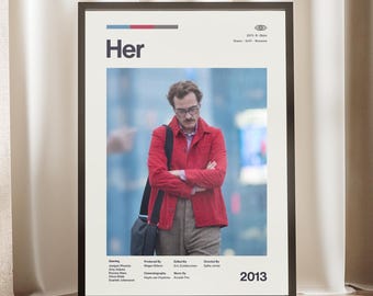 Her Movie Poster | Joaquin Phoenix Wall Art | Minimalist Film Print | Sci-Fi Aesthetic Film Poster | Modern Home Decor | Gift for Cinephile
