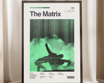 The Matrix Movie Poster | Keanu Reeves Wall Art | Neo Cyberpunk Print | Sci-Fi Movie Decor | Vintage Film Gift| Midcentury Wall Decor