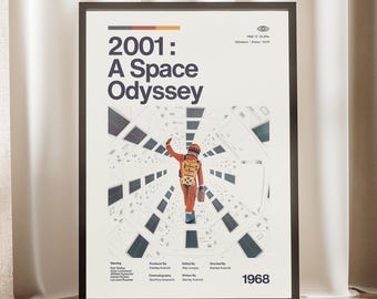 2001 A Space Odyssey Movie Poster - Sci-Fi Print - Vintage Movie Film - Midcentury Wall Art - Minimalist Decor