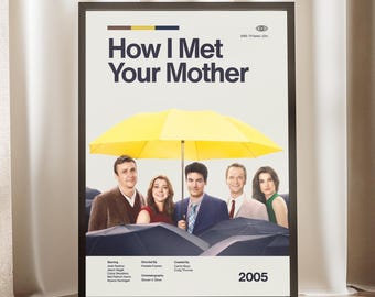 How I Met Your Mother Poster | Yellow Umbrella Wall Art | Blue French Horn Print | Barney Stinson Legendary Decor | Rom Com Sitcom Gift