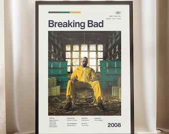 Breaking Bad Poster | Walter White Heisenberg | Wall Art TV Show | Midcentury Wall Art | Minimalist Decor | Movie Poster Art