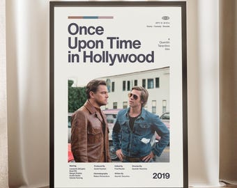 Once Upon a Time in Hollywood Poster | Quentin Tarantino Art | Leonardo DiCaprio Brad Pitt Print | Vintage Movie Film | Midcentury Wall Art