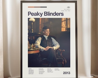 Peaky Blinders Movie Poster - Cillian Murphy Art - Movie Wall Decor - Vintage Movie Film - Midcentury Wall Art - Minimalist Decor