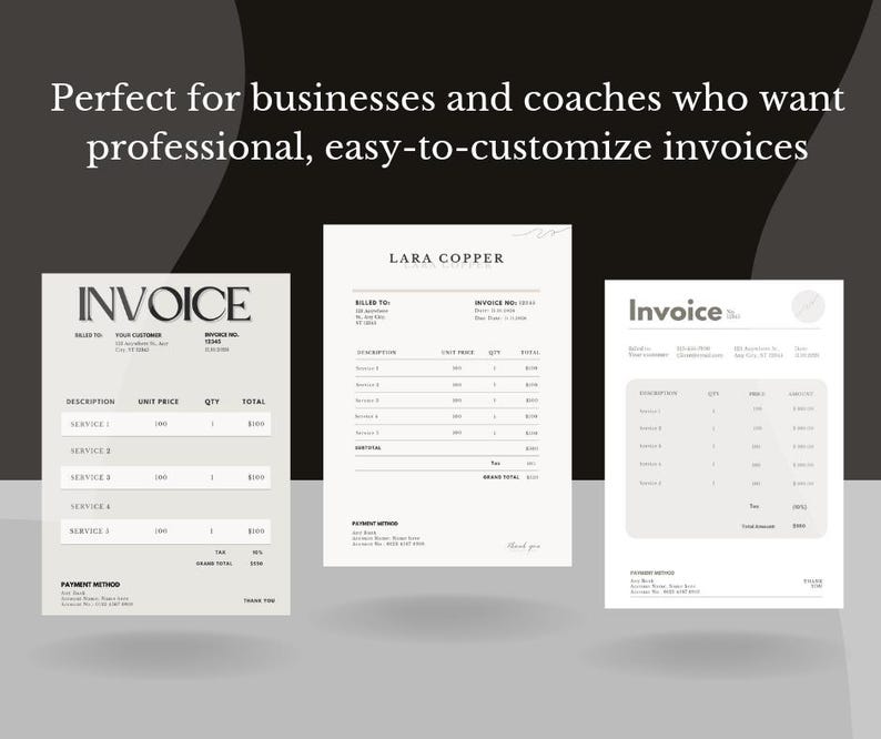 Editable Invoice Template for Businesses & Coaches | Canva Invoice - Etsy