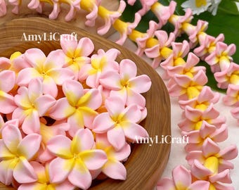 15×20/13×24mmPolymer Clay Plumeria Beads,Pink White Yellow Plumeria Clay Flower,WATERPROOF Lei Supplies,Handcrafted Clay Beads,Purse Car Lei
