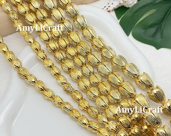 8×10/10×12/12×14mm Lightweight Waterproof Gold Resin Pikake Beads,Hawaiian Jasmine Flower Beads for Jewelry Making, DIY Craft Supplies