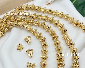 Gold Zinc Alloy Crown Flower/Puakenikeni/Pakalana Beads,Hawaiian Flower Beads for Jewelry Making, Necklace/Earring Making,DIY Craft Supplies