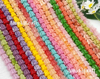 11×11mmHawaiian Waterproof Crown Flower Beads, PuaKalaunu Beads,DIY Jewelry Making,White Pink Purple Green Ivory Crown Flower,Lei Supplies