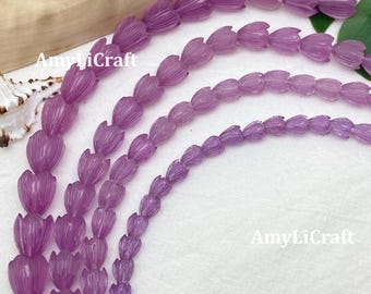 7×9/8×10/10×12/12×14mm Transparent Purple Resin Pikake Beads,Hawaiian Jasmine Flower Beads for Jewelry Making, DIY Craft Supplies,Car Lei