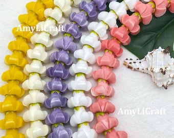 17×14mmGreen Top Huge Hawaiian Puakenikeni Flower Beads,Non-Fading Hawaiian Flower,Waterproof Resin Coral,Jewelry Making,CarLei,Earrings DIY