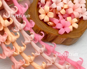 22×30mmPolymer Clay Puakenikeni Beads,Coral Pink Peach Clay Puakenikeni Flower,Long Stem Hawaiian Puakenikeni, WATERPROOF Car Lei Supplies