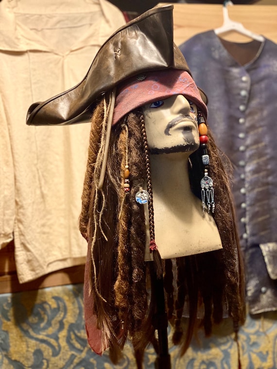 Caribbean Pirate Jack Sparrow Brown Wig with Bandana Caribbean Pirate Jack Sparrow Brown Wig with Bandana