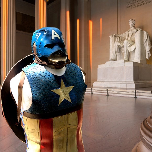 Captain America Mask | Chest Armour | Shield Full Leather Build | Gladiator Style | Original Design