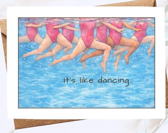 Funny Artistic Swimming Card, Synchronized Swimmer Humor (Digital Download)