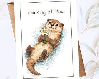 Otter Card, Madeliefjes, Thinking of You, ondersteuningsbericht (digitale download)