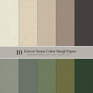 Earth Tone Digital Paper Pack Forest Green Neutral Hanji Paper Texture Seamless Solid Color Background for Scrapbook Junk Journal