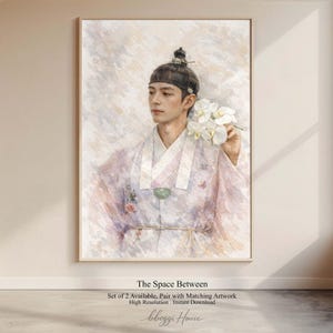Neutral Watercolor Korean Hanbok Portrait Wall Art Printable Decor The Space Between Traditional Asian Artwork