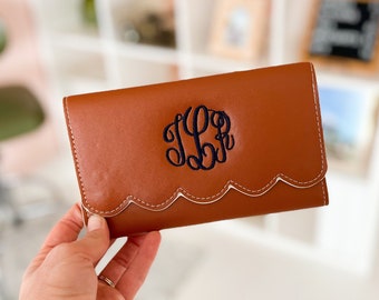 Personalized Wallet for Women | Monogram Scalloped Wallet | Women’s Vegan Leather Wallet | Mother’s Day Gift | Monogrammed Gift for Her