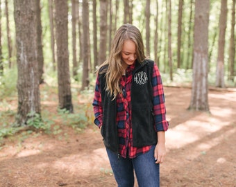 Monogram Fleece Vest | Monogrammed Vest for Women | Gift for Her | Football Gameday Vest | Personalized Vest | Monogrammed Outerwear