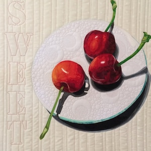 Sweet Cherries Art Quilt Pattern Applique Download