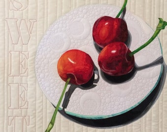 Sweet Cherries Art Quilt Pattern Applique Download