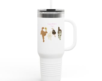 Taza de viaje/vaso térmico de 40 oz con diseño de tres perros adorables