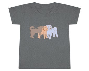 Toddler T-Shirt with Three Dogs Graphic: 100% Ringspun Cotton Tee