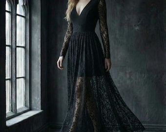 black guipure long sleeve maxi dress Black Morada Boa Guipure Maxi Dress  FARM Rio