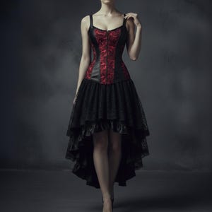 women's red and black sexy dress for a vampire coronation women's red and black sexy dress for a vampire coronation Victorian Vampire  Gothic Red/black Velvet Gown  Romantic Threads