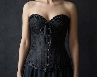 Gothic Blumen Jacquard Korsett – viktorianisches Schnür Bustier