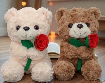 Soft Teddy Bear Plush – Valentine’s Day Romantic Keepsake, Brown or White