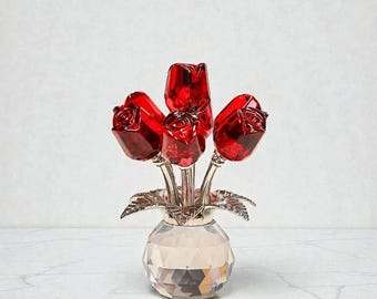Crystal Rose Flower Ornament – Elegant Love & Mother’s Day Gift