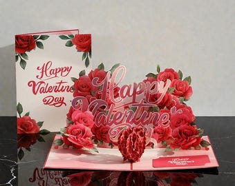3D Valentine’s Day Love Card – Romantic Pop-Up Rose Design