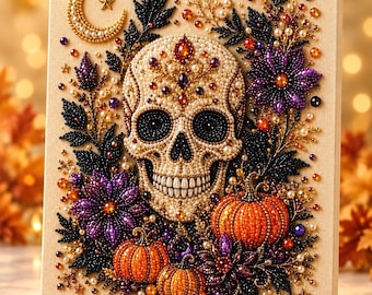 Zestaw do malowania diamentami w stylu gotyckiego ducha, perłowe ozdoby dla dzieci DIY, koralikowa ozdoba na Halloween, dekoracja sypialni, mroczny prezent świąteczny