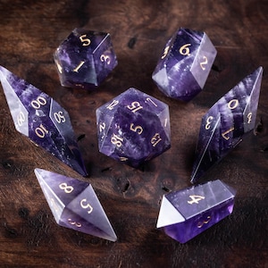 Crystal Prism Gemstone Dice Set - Amethyst Stone