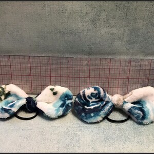 Minky Knot Hair Bow with elastic ! Blue and Teal Florals !!  Ready to ship !!