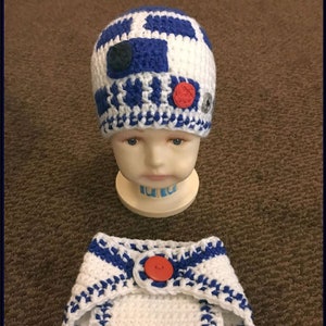 Bonnet et couvre-couche inspirés du nouveau-né R2D2 au crochet ! -Téléchargement du patron PDF