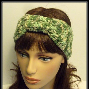 Turban Knot Crochet Headband - Variegated greens - Ready to ship!!
