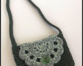 Crocheted Toy Purse: Evergreen Acrylic Yarn, Button Closure